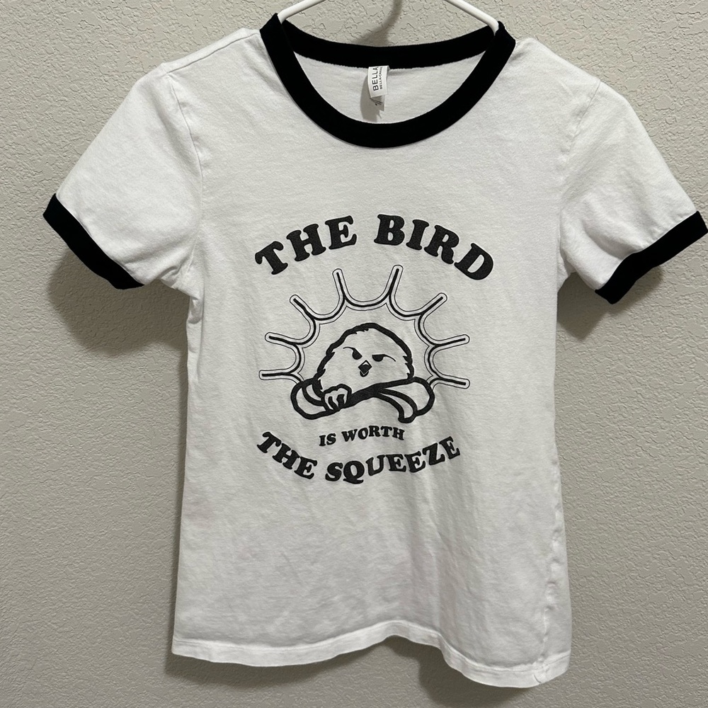 Bella Canvas Yellow Bird Hot Sauce Women’s Graphic Ringer Tee - White and Black